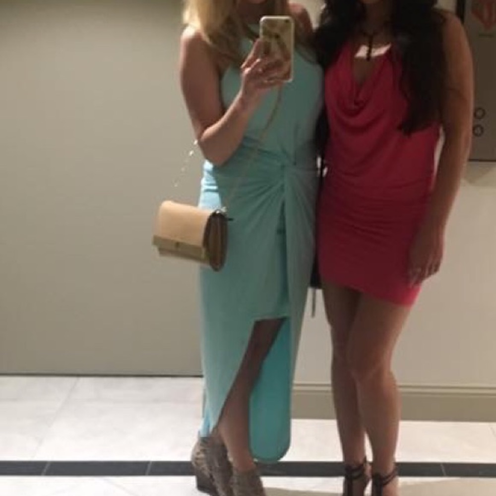 Bebe Teal Knot Front Dress